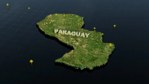 Paraguay 3D Map With Animation Stock Footage 309406735