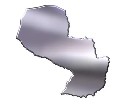 Paraguay 3D Silver Map Stock Illustration