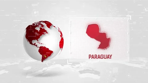 Paraguay 4K Tech Map Beside Globe On White Background. Stock Footage 341009102
