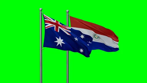 Paraguay and Australia two flags Stock Footage 289633018