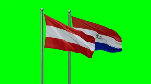 Paraguay and Austria two flags Stock-Footage 289633670