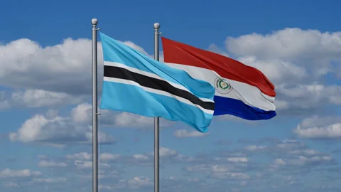 Paraguay and Botswana two flags Stock Footage 287111717