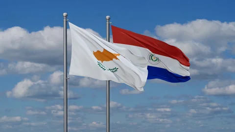 Paraguay and Cyprus two flags Stock-Footage 286064507