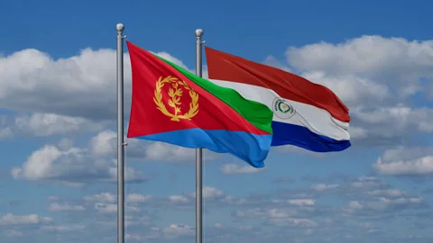 Paraguay and Eritrea two flags Stock Footage 288592090