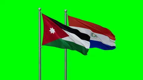 Paraguay and Jordan two flags Stock-Footage 292802060