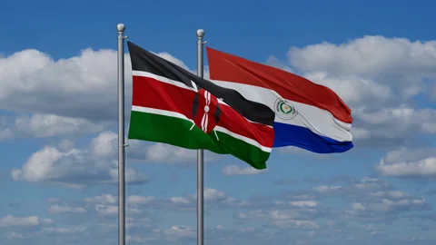 Paraguay and Kenya two flags Stock Footage 282599909
