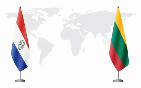 Paraguay and Lithuania flags for official meeting Stock Illustration