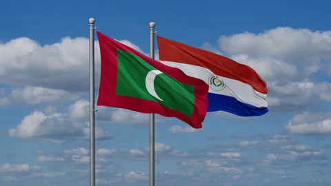 Paraguay and Maldives two flags Stock Footage 288142018