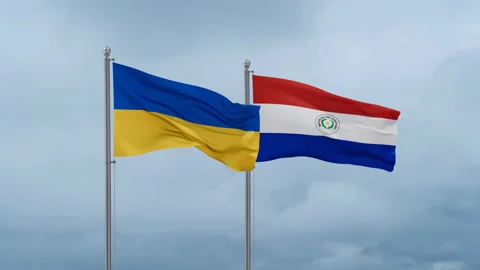 Paraguay and Ukraine flag Stock Footage 252248060