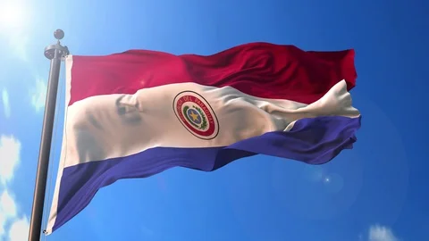 Paraguay animated flag pack in 3D and green screen Stock Footage 119932283