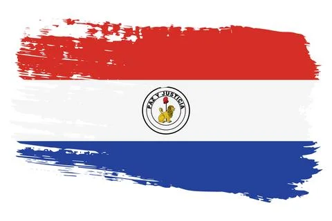 Paraguay back side flag, wide brush stroke on transparent background vector Illustrazione stock