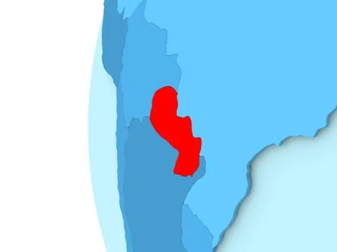 Paraguay on blue globe Illustrazione stock