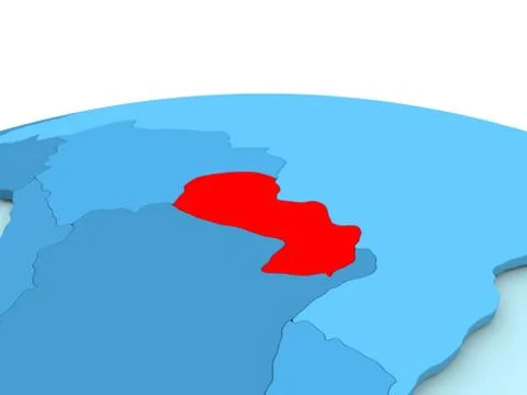 Paraguay on blue globe Stock Illustration