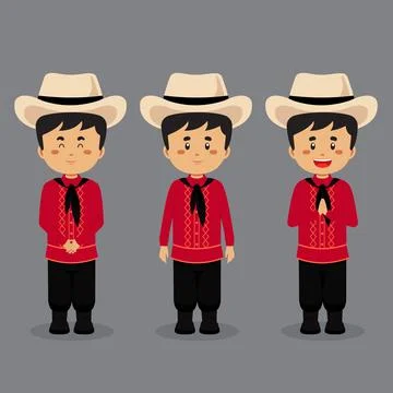 Paraguay Character with Various Expression Stock Illustration