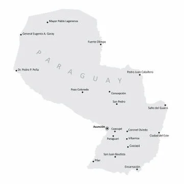 Paraguay cities map Stock Illustration