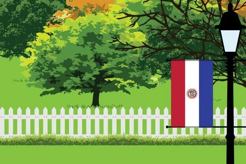 Paraguay Day Trees Lamp Vector Illustration Stock Illustration