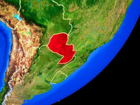 Paraguay on Earth from space 스톡 일러스트