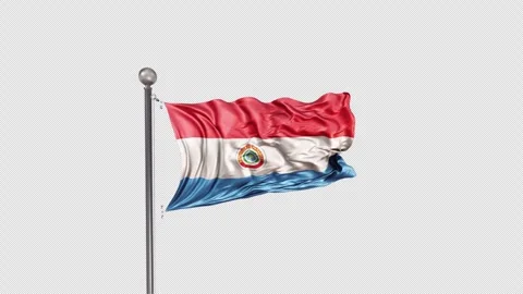 Paraguay Flag  Animation Loop Include Alpha 3D Rendering Video stock 283030762