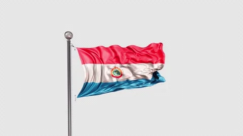 Paraguay Flag  Animation Loop Include Alpha 3D Rendering Video stock 312089955