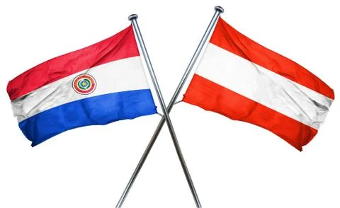 Paraguay flag with Austrian flag, 3D rendering Illustrazione stock