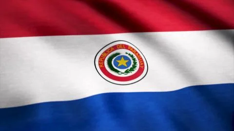 Paraguay flag blowing in the wind. Flag of Paraguay background Illustrazione stock