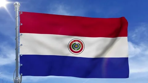 Paraguay Flag With Clouds New Style V02 Stock-Footage 292883795