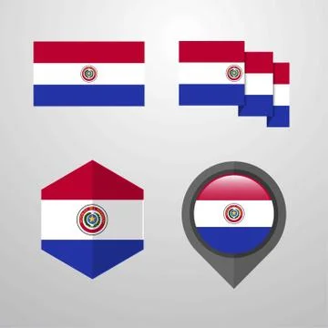 Paraguay flag design set vector Stock Illustration