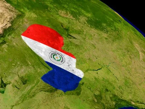 Paraguay with flag on Earth Illustrazione stock