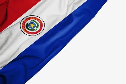 Paraguay flag of fabric with copyspace for your text on white background. Stock Illustration