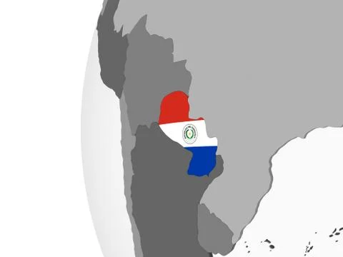 Paraguay with flag on globe 스톡 일러스트