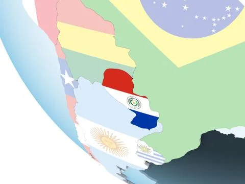 Paraguay with flag on globe イラスト素材