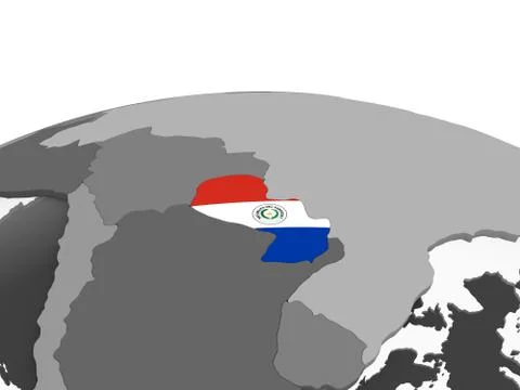 Paraguay with flag on globe Illustrazione stock