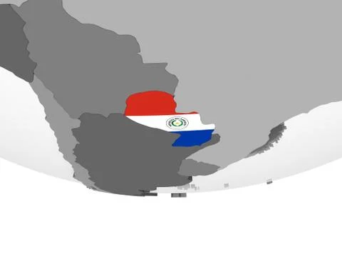 Paraguay with flag on globe 스톡 일러스트