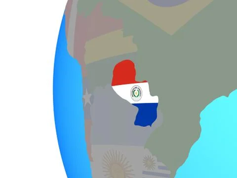 Paraguay with flag on globe Stockillustratie