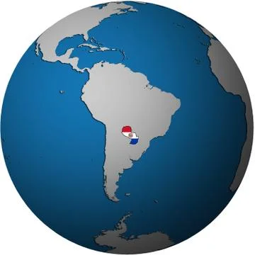 Paraguay flag on globe map Illustrazione stock