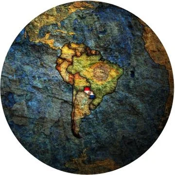 Paraguay flag on globe map Ilustração Stock