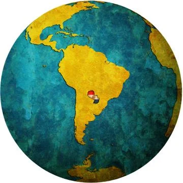 Paraguay flag on globe map Stock Illustration