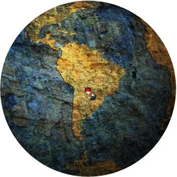 Paraguay flag on globe map 스톡 일러스트