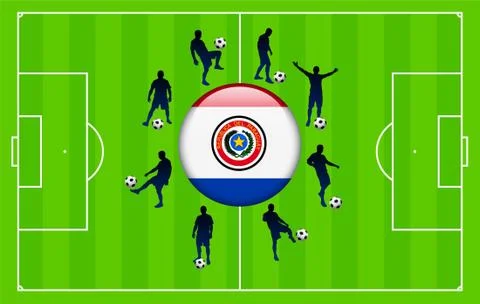 Paraguay Flag Icon Internet Button with Soccer Match Stock Illustration
