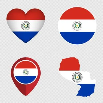 Paraguay Flag Icons Pack. Vector illustration. Illustration