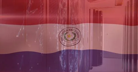 Paraguay flag image over data center servers Stock Photos