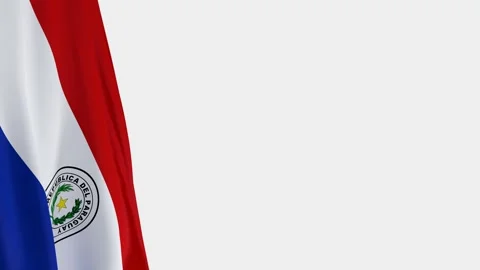 Paraguay Flag on Left Side, Waving National Symbol with Copy Space - 3D ren.. Stock-Footage 334030082
