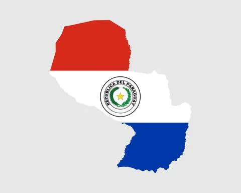 Paraguay Flag Map. Map of the Republic of Paraguay with the Paraguayan banner 库存插图