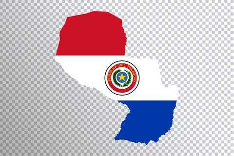 Paraguay flag on map, transparent background Ilustração Stock