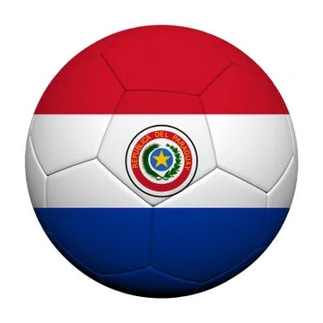 Paraguay flag pattern 3d rendering of a soccer ball Stock Illustration