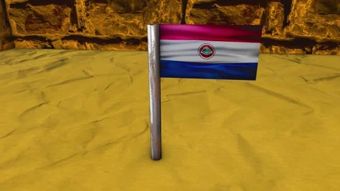 Paraguay Flag Post - Orbiting Shot Stock Footage 270927903