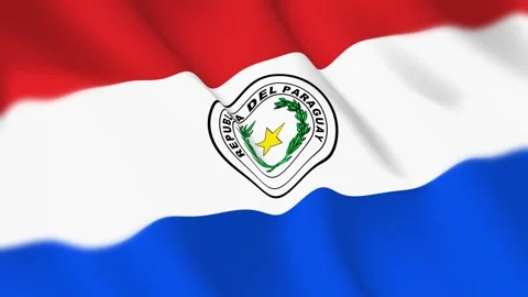 Paraguay Flag Seamless Loop 4k 60fps on Sky Background Stock Footage 340350599