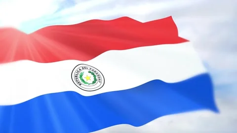 Paraguay Flag Seamless Loop 4k 60fps on Sky Background Stock Footage 340619577