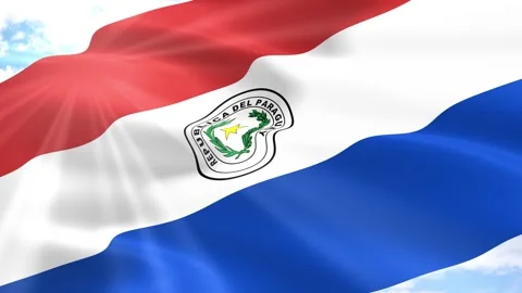 Paraguay Flag Seamless Loop 4k 60fps on Sky Background Vídeos de archivo 341569691