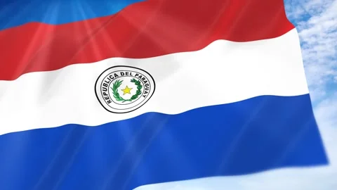 Paraguay Flag Seamless Loop 4k 60fps on Sky Background Stock Footage 341676345